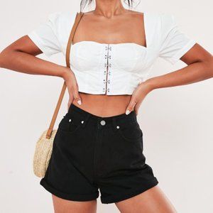 MISSGUIDED Black denim mom shorts size 10